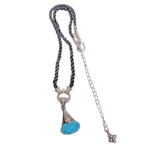 Barbara Bixby 925 Sterling Spinel Capped Blue Agate Doublet Pendant Necklace